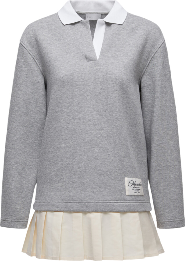 Moncler Collection Moncler Pleated Cotton Blend Polo Dress, Women,