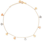 Thumbnail for your product : Macy's Tri-Color Flat Heart Charm Ankle Bracelet in 14k Gold, White Gold & Rose Gold
