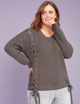 Thumbnail for your product : Lane Bryant Side Lace-Up Sweater
