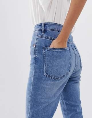 ASOS Design Farleigh High Waist Slim Mom Jeans In Light Stone Wash