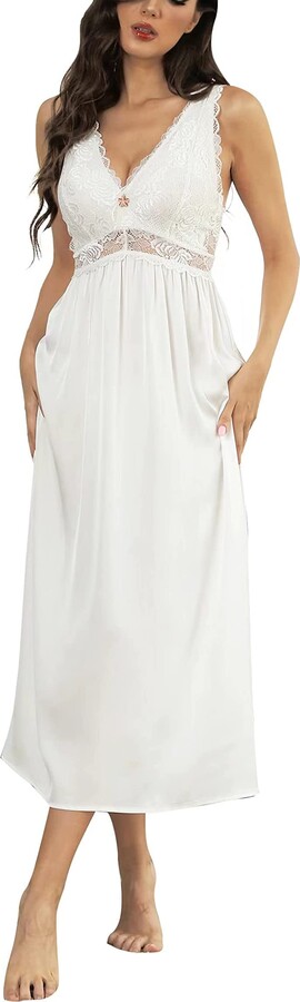 FEOYA Women's Full Slip Dress Soft Cotton Under Dress Spaghetti Strap Cami  Dress Seamless Basic Sleepwear Chemise Nighgowns : : Clothing