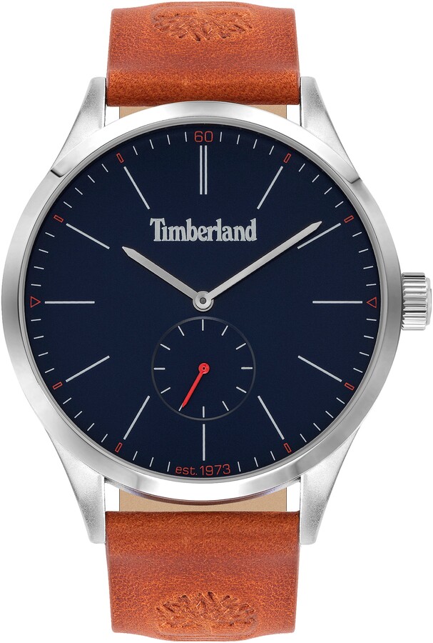 Timberland Lamprey Leather Strap Watch, 46mm - ShopStyle