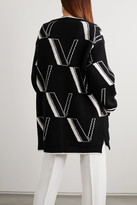 Thumbnail for your product : Valentino Oversized Intarsia Wool And Cashmere-blend Cardigan - Black