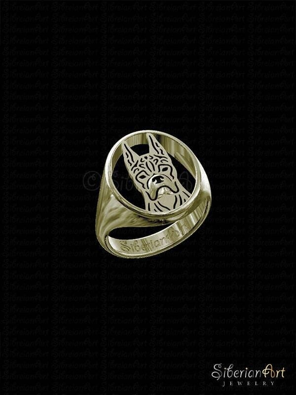 Etsy 14K Yellow Gold Boxer Dog Ring