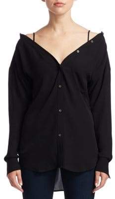 Theory Tamalee Classic Silk Button-Up Shirt