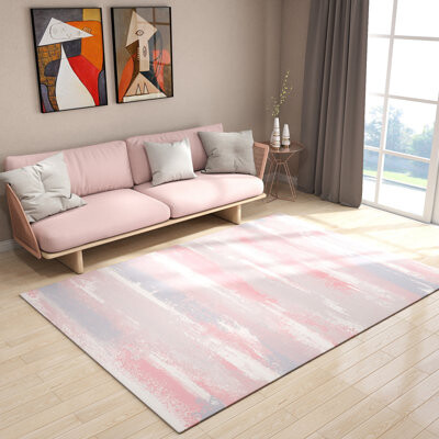 Mercer41 Modern Abstract Oil Painting Design Pink Area Rug for Indoor Use Machine Washable Suitable for Living Rooms, Bedrooms, and Children's Rooms