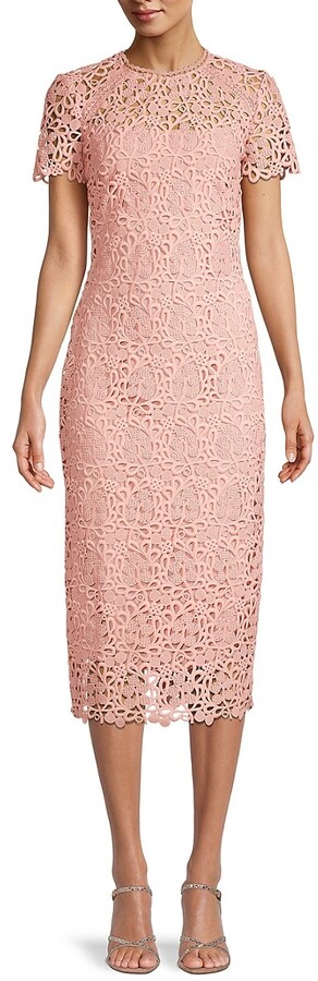 Chetta B Womens Sheath Dress with Embroidered Gold Lace 