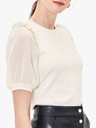 Oasis Contrast Sleeve Jumper, Off White