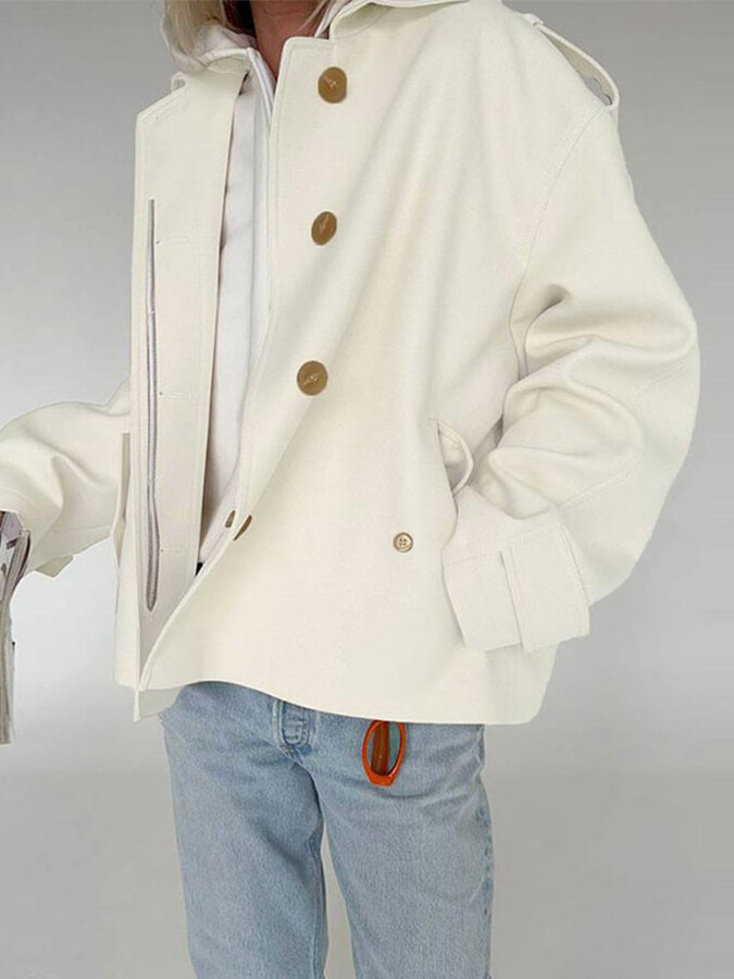 Chin.Sweety Women & apos;s Long Sleeve Belt Coats Turn-Down Collar Frosted Velvet Jackets Solid Color Single Breasted Tops Casual Lady Outfits