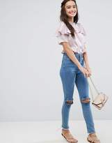 Thumbnail for your product : ASOS Design Ruffle Crop Top With High Neck
