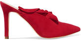 Thumbnail for your product : Loeffler Randall Langley Ruffled Suede Mules - Red