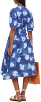 Thumbnail for your product : Marni Pleated printed cotton and linen-blend gabardine midi dress