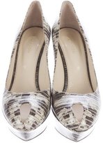 Thumbnail for your product : Sergio Rossi Embossed Peep-Toe Pumps