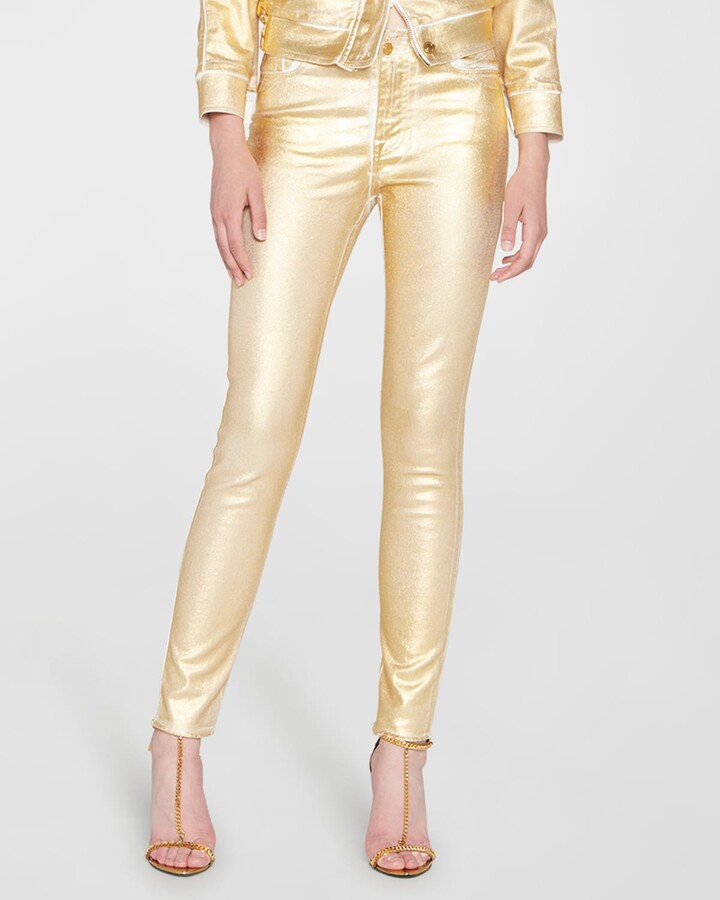 Gold Metallic Skinny Jeans | ShopStyle