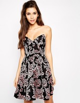 Thumbnail for your product : ASOS COLLECTION Rose Floral Bandeau Prom Dress
