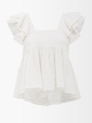 Anaak Astrid Ruffle-sleeve Cotton Top - Off White - ShopStyle 
