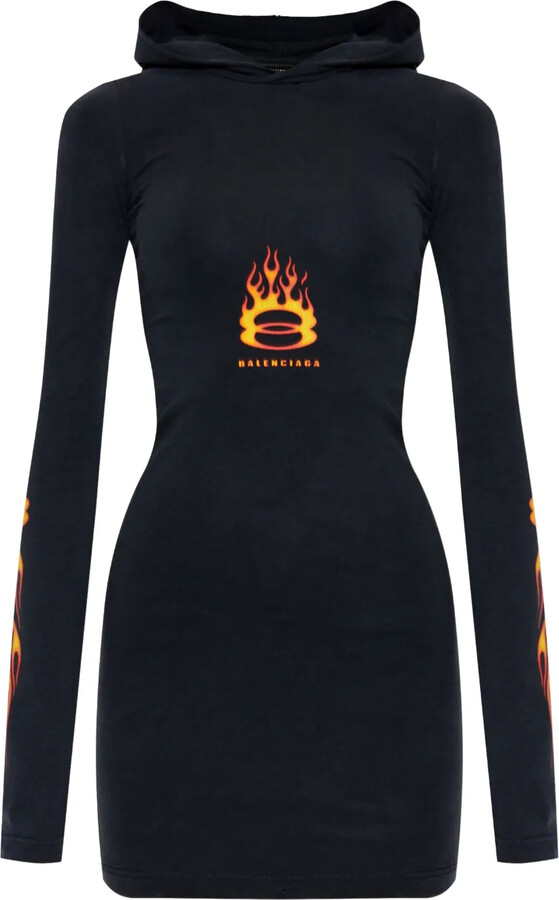 Balenciaga Flames-Print Mini Dress