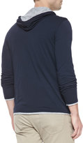 Thumbnail for your product : Vince Double-Layer Hoodie Pullover, Navy