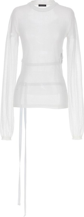 Ann Demeulemeester Blion Sheer Lace-Up Detailed Sweater