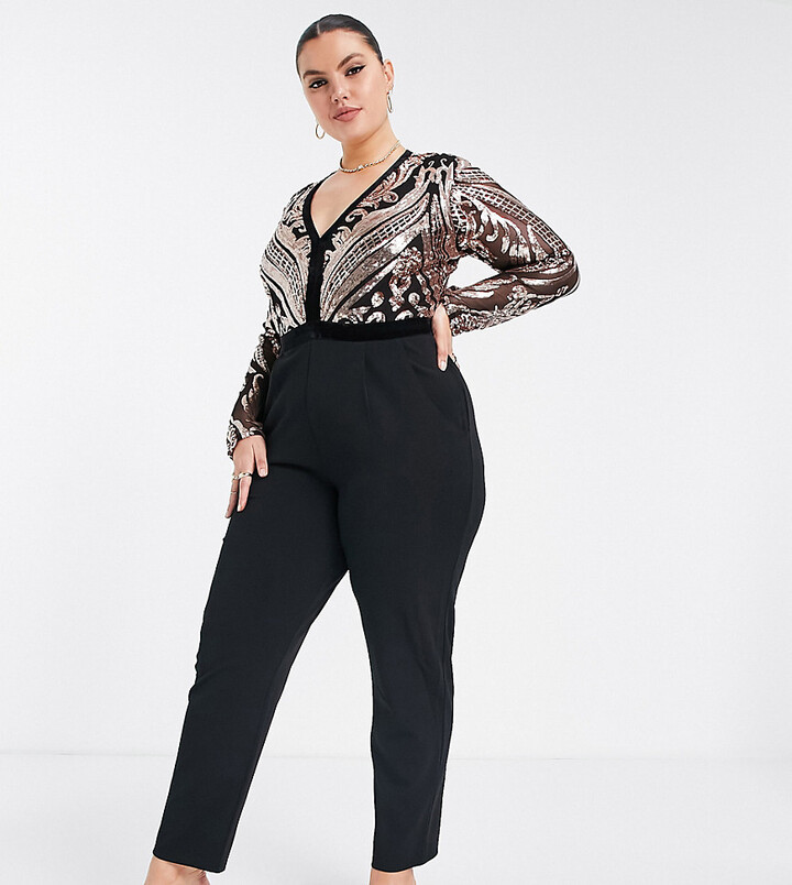 Long Sleeve Sequin Jumpsuit | Shop the world's largest collection of  fashion | ShopStyle UK