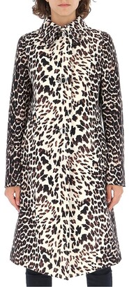Prada Leopard Print Single-Breasted Coat