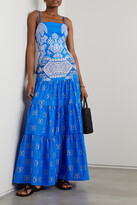 Thumbnail for your product : Johanna Ortiz + Net Sustain Amancay Tiered Printed Cotton-voile Maxi Dress - Blue