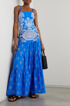 Johanna Ortiz + Net Sustain Amancay Tiered Printed Cotton-voile Maxi Dress - Blue