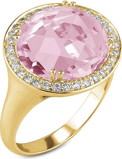 I. Reiss 14K 6.43 Ct. Tw. Diamond & Rose Quartz Ring