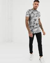 Thumbnail for your product : ASOS Design DESIGN longline t-shirt with burnout effect in silver