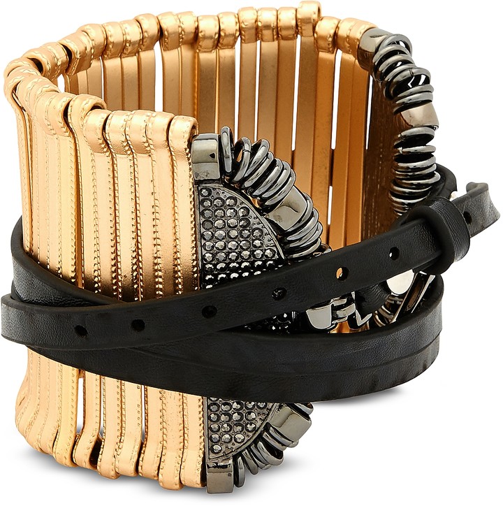 FEDERICA TOSI Stick Leather and Metal Bangle - ShopStyle Bracelets