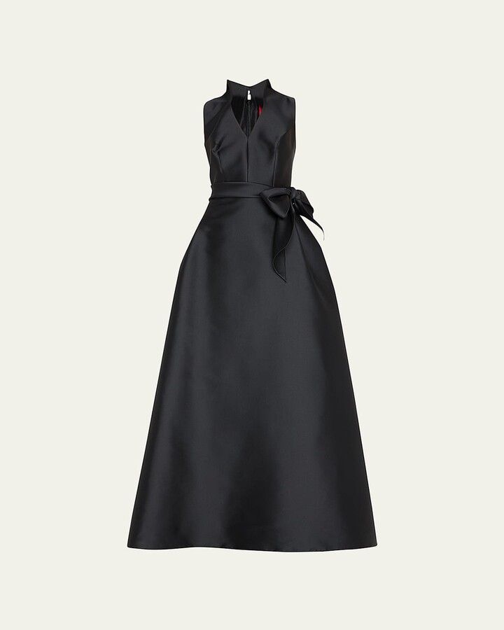 Carolina Herrera Satin V-Neck Gown