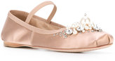 Thumbnail for your product : Miu Miu embellished ballerina shoes - women - Leather/Silk Satin - 37