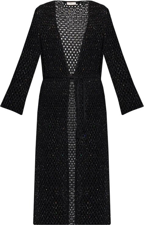 Akep Sequined Crochet Long Cardigan