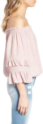 Know One Cares Off-the-Shoulder Tiered Sleeve Blouse