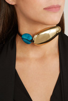Thumbnail for your product : Dinosaur Designs Stone Leather, Gold-tone And Resin Necklace - Black