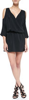 Thumbnail for your product : Amanda Uprichard Cold-Shoulder Draped Silk Dress, Black