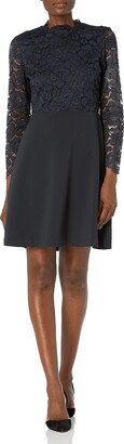 Lark & Ro Amazon Brand Women's Long Sleeve Mixed Lace Dress