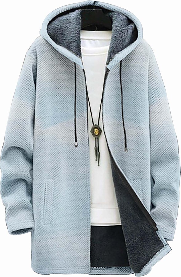 MARSVOVO Hoodies for Men Fall Winter 2025 Casual Fashion Loose Long Sleeve Japanese Art Oversized Comfy Warm Hooded Cardigan Going Out Daily Wear Heavyweight Coat with Pockets