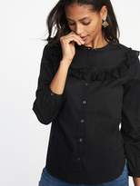 Thumbnail for your product : Old Navy Relaxed Ruffle-Trim Button-Front Shirt for Women