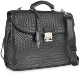 Thumbnail for your product : Forzieri Black Woven Leather Business Bag w/Shoulder Strap