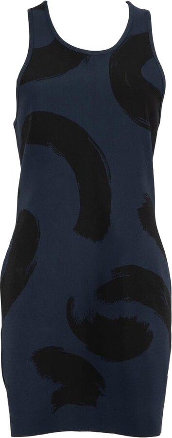 Celine Navy Brush Stroke Print Mini Dress Size M