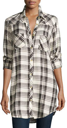 Tolani Tina Long-Sleeve Plaid Tunic, Plus Size