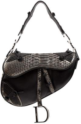 Christian Dior Saddle Grey Python Handbags