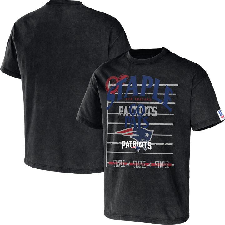 Staple Men's NFL x Black New England Patriots Throwback Vintage Wash T-Shirt