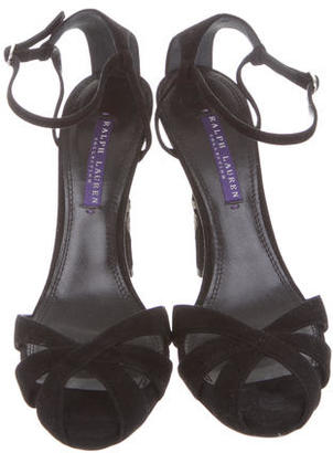 Ralph Lauren Collection Suede Round-Toe Sandals