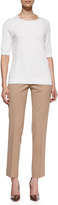 Thumbnail for your product : Lafayette 148 New York Cashmere Half-Sleeve Top, Cloud