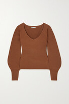 Thumbnail for your product : Reformation + Net Sustain Hart Ribbed Recycled Cashmere-blend Sweater - Brown
