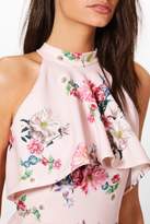 Thumbnail for your product : boohoo Claire Floral High Neck Culotte Jumpsuit