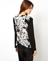 Thumbnail for your product : ASOS Blazer in Sheer Floral and Drape Back