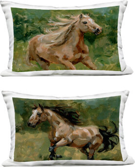 Stupell Industries Trotting Horse Visages Design by Victoria Barnes Outdoor Printed Pillow (Set of 2)